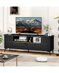 Gymax Mid Century Modern Entertainment Center 63-Inch Tv Stand for TVs up to 75inch