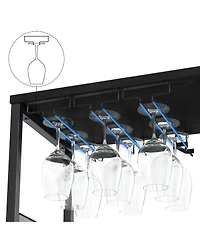 homfan Wine Cabinet with Removable Bottle Storage, Stemware Holder and Ventilated Durable Mdf Iron Home Bar Organizer for Dining Room