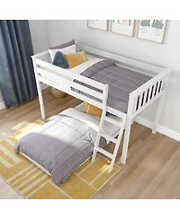 Max & Lily Low Loft, White with Classic Twin Floor Bed