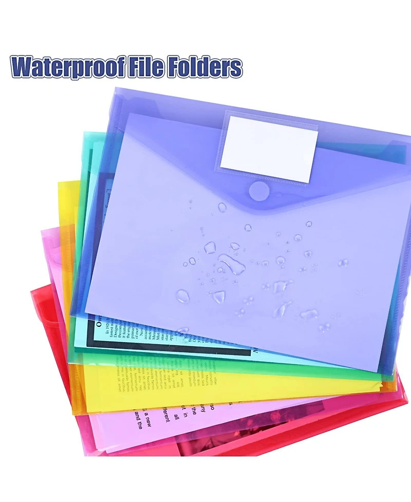 Gnuadz Plastic Envelopes File Folders Hook Loop Closure Label Pocket A4 School Office