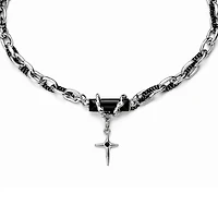 Rebl Jewelry Black Cross Link Necklace