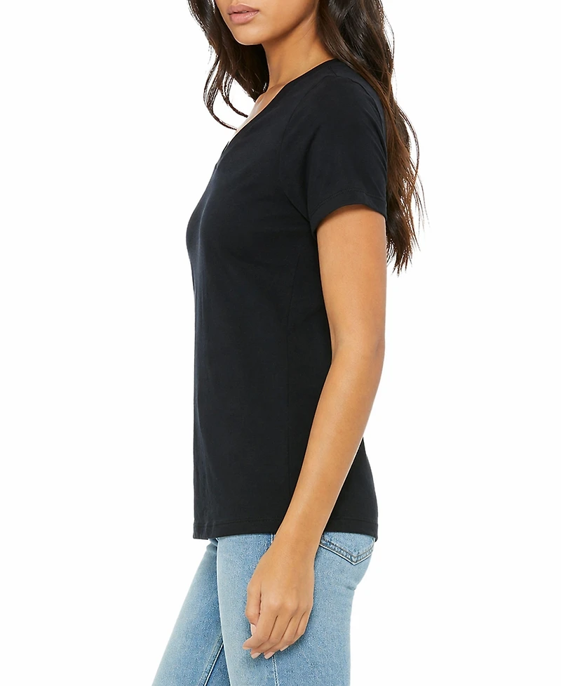 Blu Rock Women's Loose Fit Short Sleeve V-Neck Cotton Stretch Tees