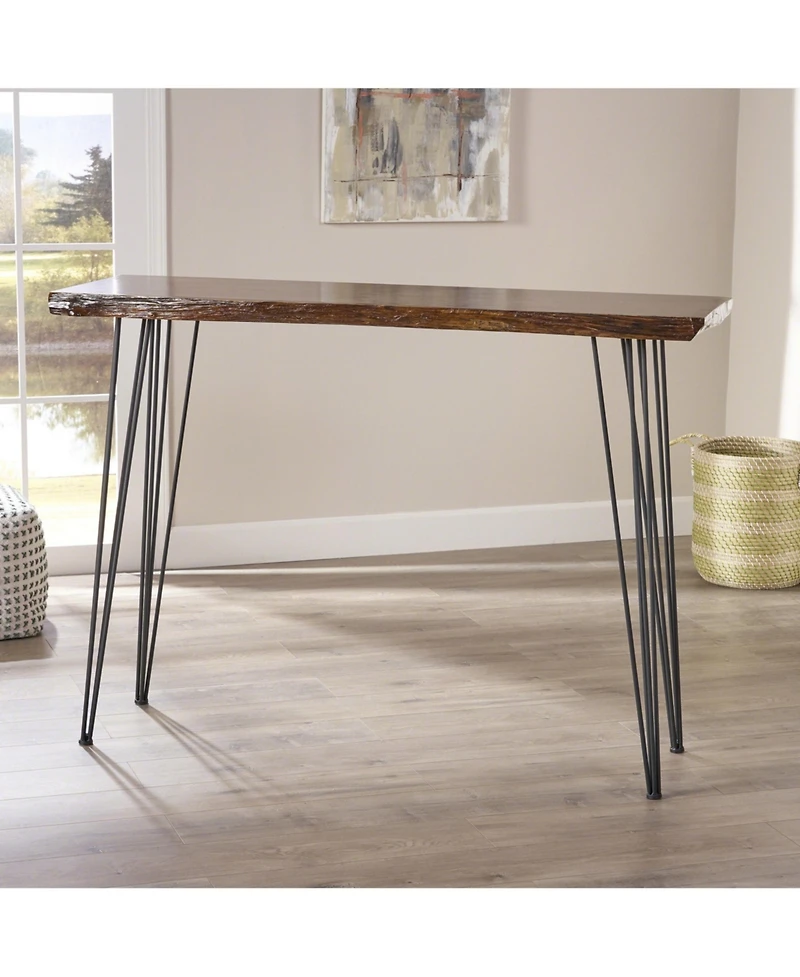 flynama Faux Live Edge Industrial Bar Table with Hairpin Legs