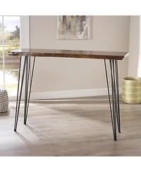 flynama Faux Live Edge Industrial Bar Table with Hairpin Legs