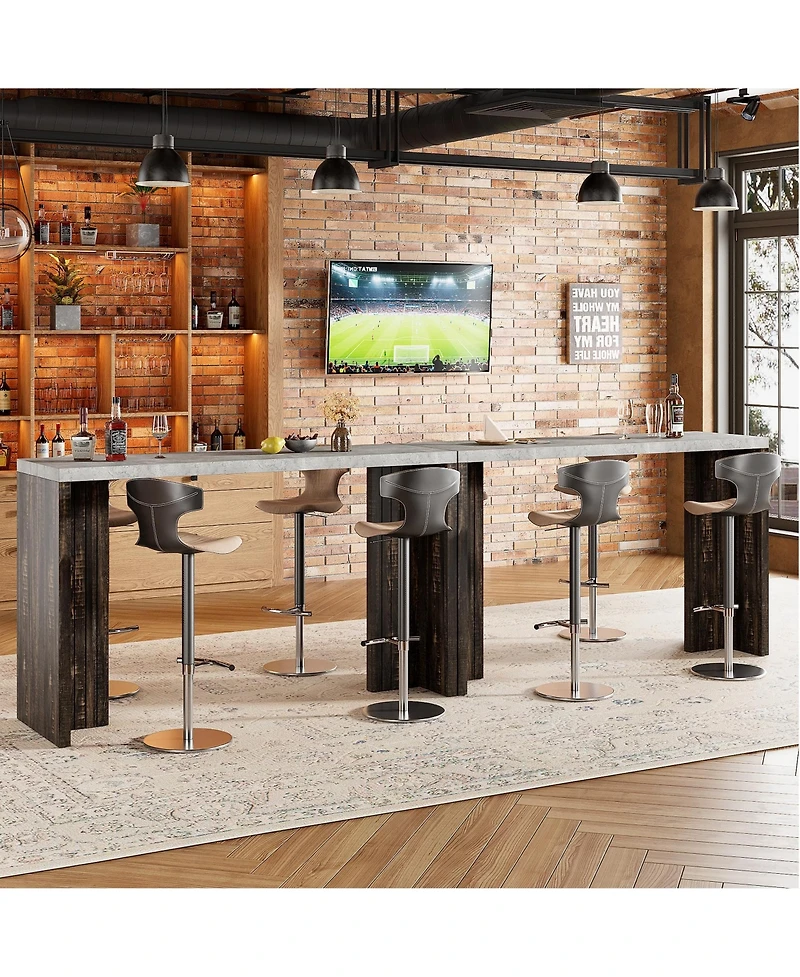 homfan Counter Height Bar Table for 4-6, 55 In Rectangular Pub Table with Faux Marble Top