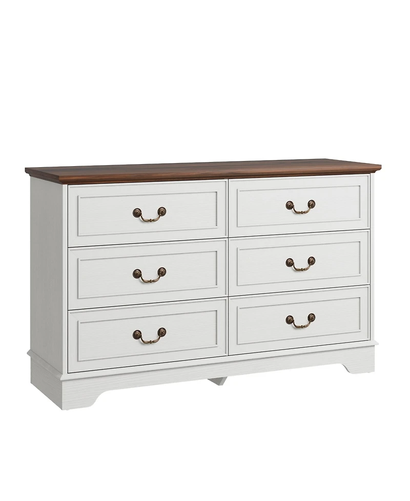 gaomon 6 Drawer Dresser For Bedroom, 47" Wide Double Chest of Drawers, Living Room, Hallway, Entryway