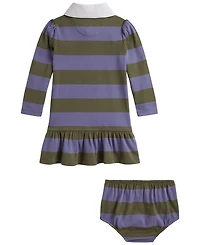 Polo Ralph Lauren Baby Girls' Striped Rugby Dress and Bloomer, 2-Piece Set