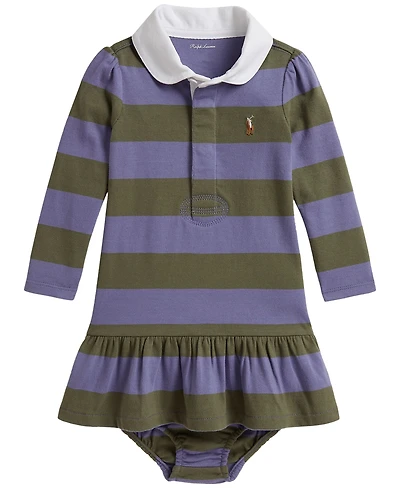 Polo Ralph Lauren Baby Girls' Striped Rugby Dress and Bloomer, 2-Piece Set