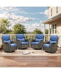 Pocassy 4 Pieces Outdoor Gliders Chairs Swivel with 5-Inch Thick Cushions