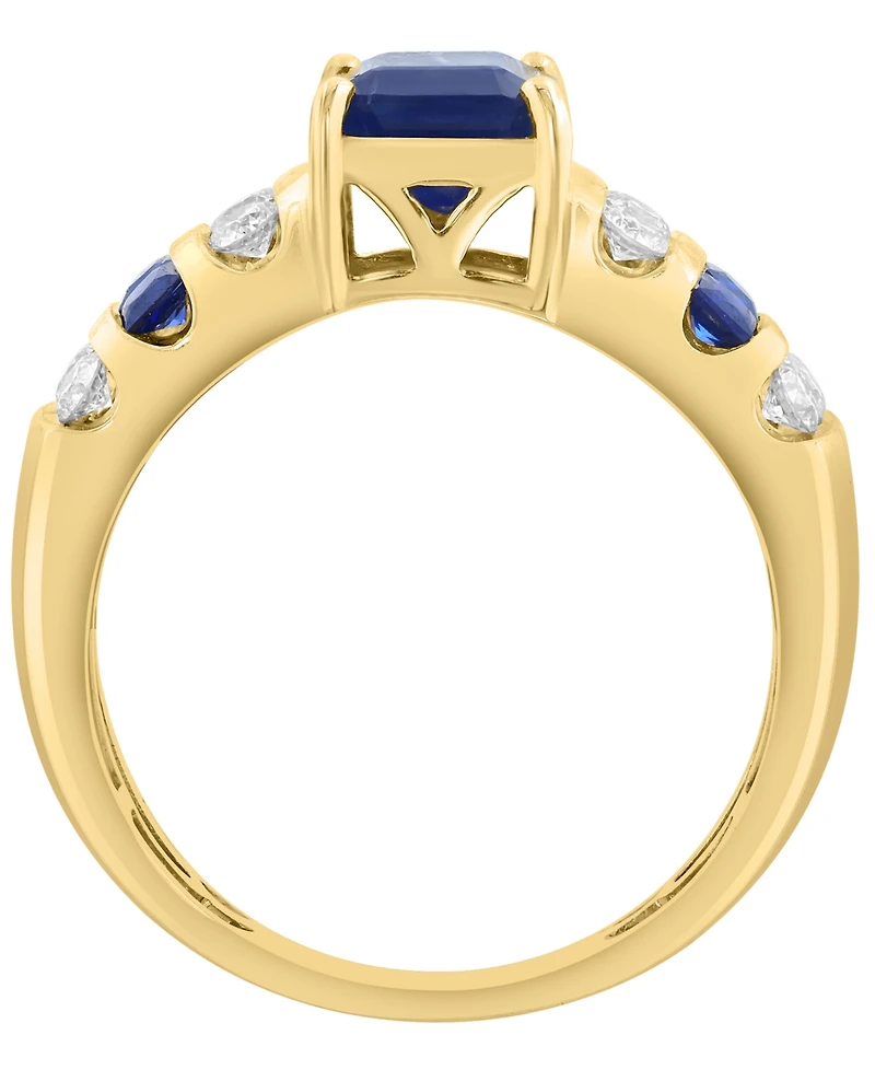 Effy Collection Diamond (3/8 ct. t.w.) and Sapphire (2 ct. t.w.) Ring in 14k Yellow Gold