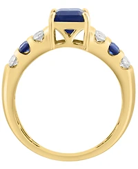 Effy Collection Diamond (3/8 ct. t.w.) and Sapphire (2 ct. t.w.) Ring in 14k Yellow Gold