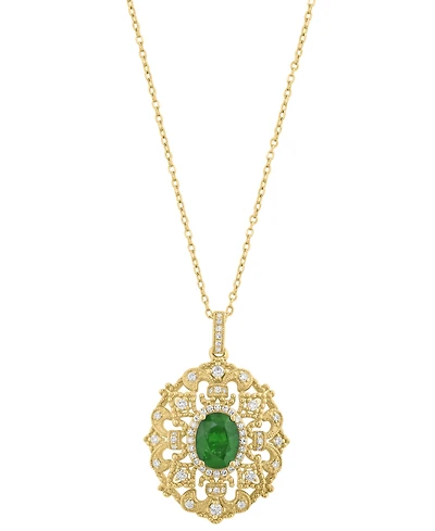 Effy Collection Emerald (1-1/6 ct. t.w.) & Diamond (1/3 ct. t.w.) Pendant Necklace in 14k Yellow Gold