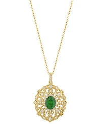 Effy Collection Emerald (1-1/6 ct. t.w.) & Diamond (1/3 ct. t.w.) Pendant Necklace in 14k Yellow Gold