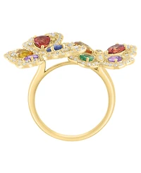 Effy Collection Multi-Sapphire (1-3/4 ct. t.w.), Tsavorite (1/6 ct. t.w.) & Diamond (3/4 ct. t.w.) Ring in 14k Yellow Gold