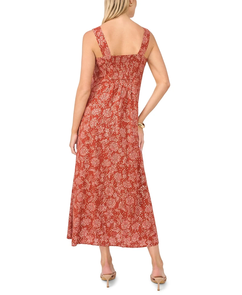 Vince Camuto Women's Square Neck Sleeveless Smock Back Dress