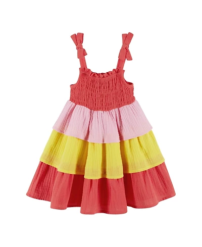 Andy & Evan Baby Girls Andy and Evan Red Gauze Tiered Dress