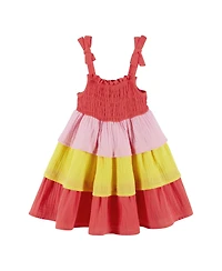 Andy & Evan Baby Girls Andy and Evan Red Gauze Tiered Dress