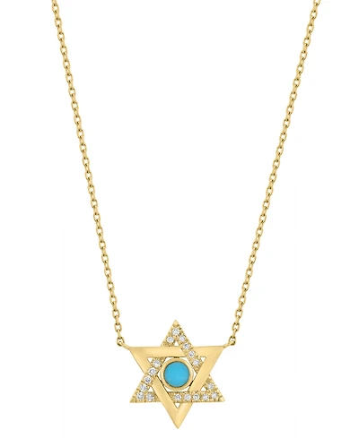 Effy Collection Turquoise & Diamond (1/2 ct. t.w.) Pendant Necklace in 14k Yellow Gold