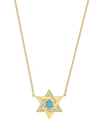 Effy Collection Turquoise & Diamond (1/2 ct. t.w.) Pendant Necklace in 14k Yellow Gold