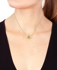 Effy Collection Turquoise & Diamond (1/2 ct. t.w.) Pendant Necklace in 14k Yellow Gold