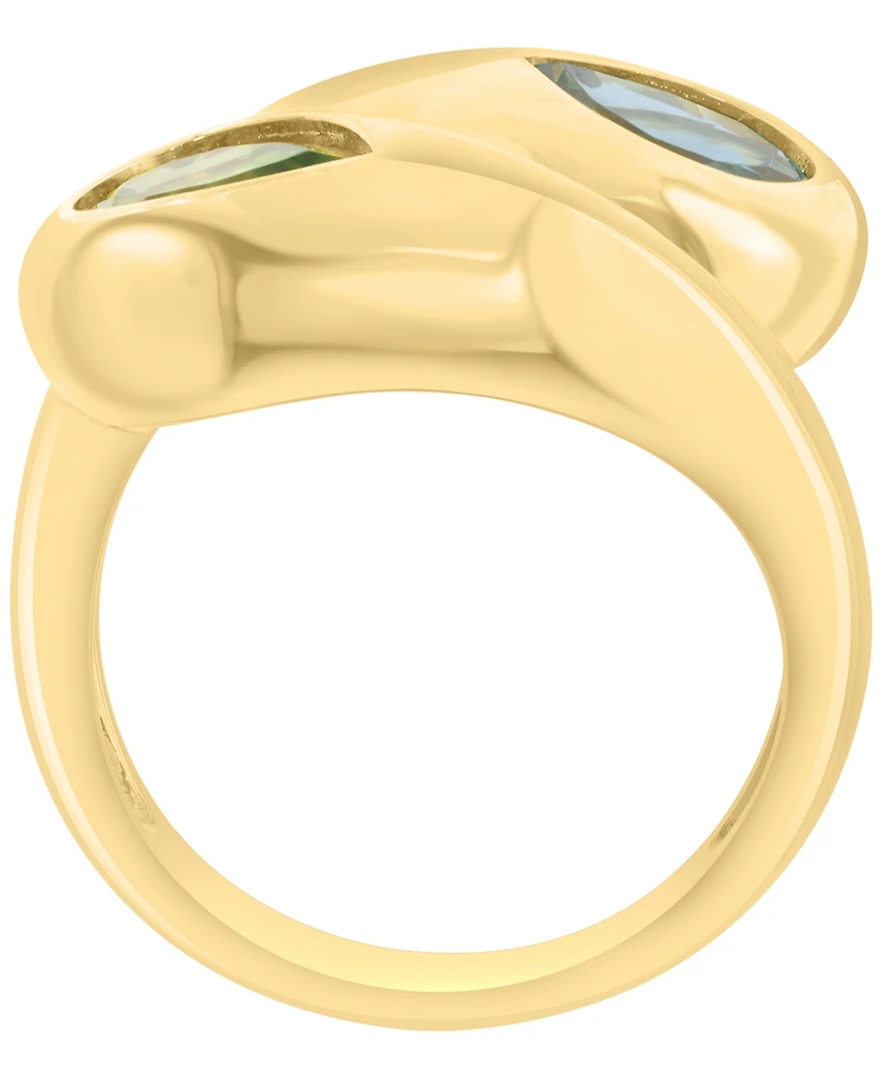 Effy Collection Blue Topaz (1-7/8 ct. t.w.) & Peridot (1-7/8 ct. t.w.) Ring in 14k Gold Over Silver