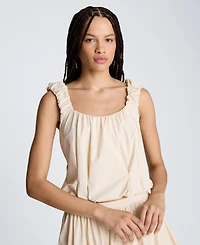 Kenneth Cole Women's Seoul Knit Ruched Scoop Neck Tank Top