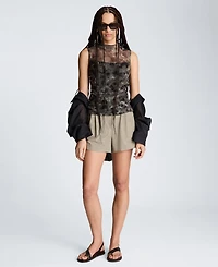 Kenneth Cole Women's Printed Mock Neck Mesh Tank Top