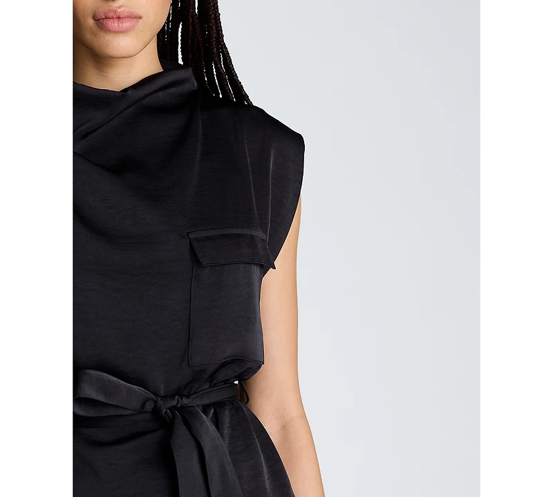 Kenneth Cole Women's High Cowl Neck Belted Blouse