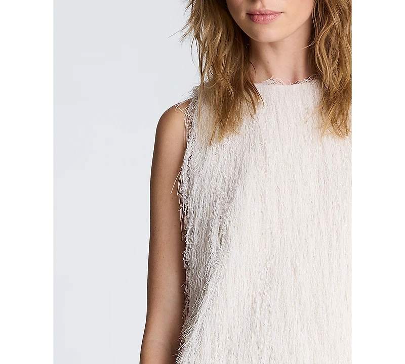 Kenneth Cole Women's Sleeveless Fringed Knit Mini Dress