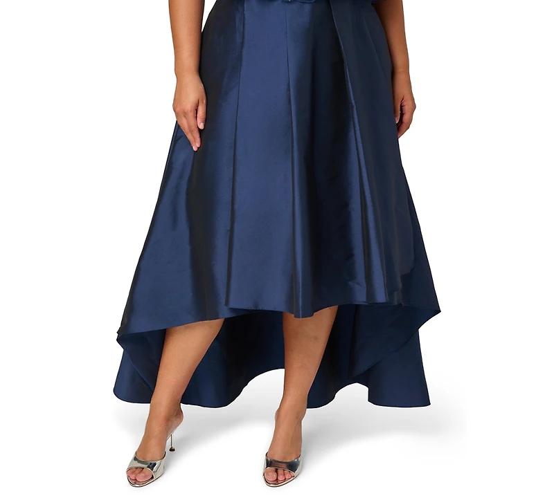Adrianna Papell Plus Cape Detail Asymmetrical Ball Gown