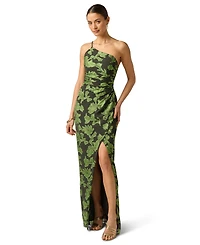 Adrianna Women's Printed Burnout One-Shoulder Dress