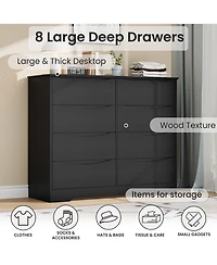 homfan Tall 8-Drawer Wooden Dresser, Modern Storage Cabinet with Deep Drawers and Wide Top for Multi-Room Use