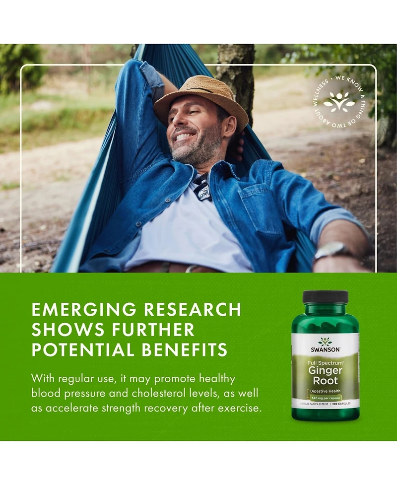 Swanson Premium Brand Ginger Root 540 Milligrams 100 Capsules