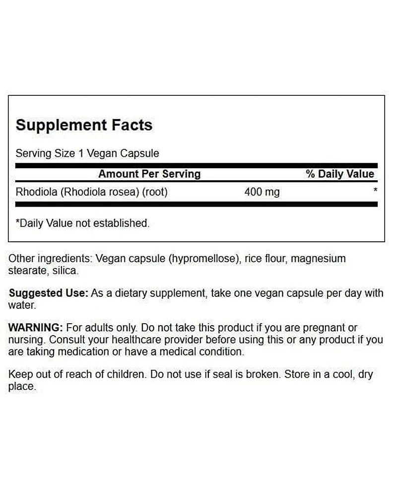 Swanson Premium Brand Rhodiola Rosea Root, Adaptogenic Herb Supplement, Balance and Stress Support, 100 Capsules