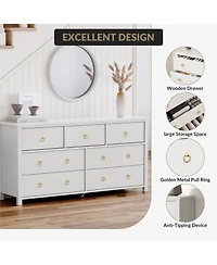 homfan 5 Drawer Dresser for Bedroom, 45'' Tall Dresser, Chest of Drawers, Wooden Dressers with Clothes Storage Cabinet Bedroom