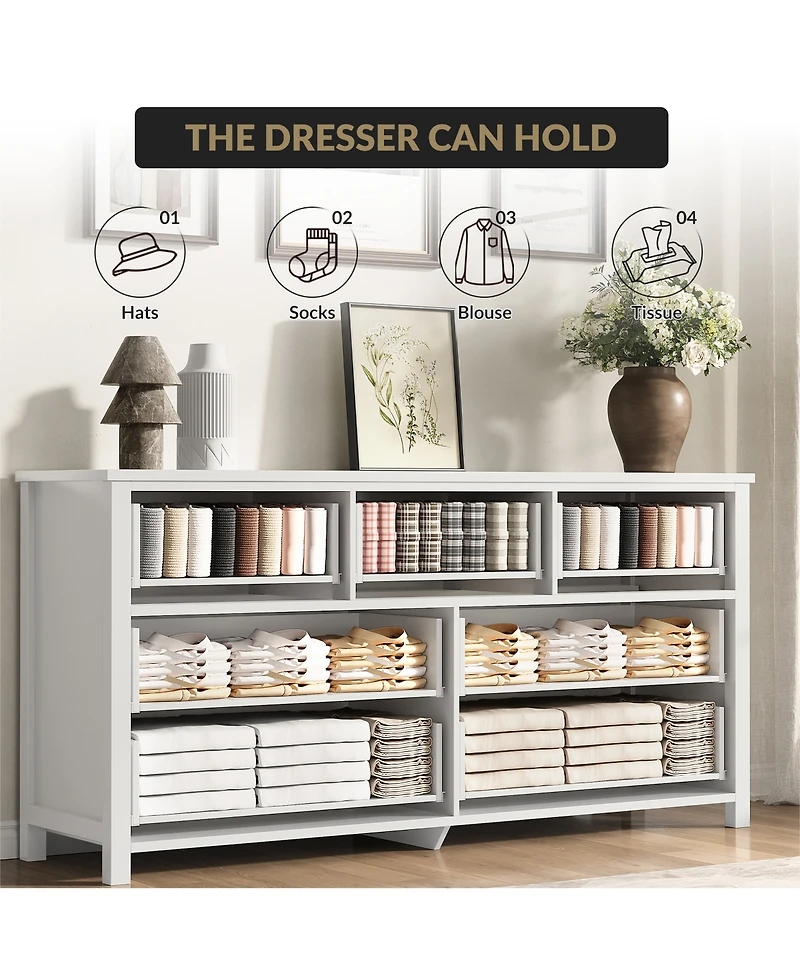 homfan 5 Drawer Dresser for Bedroom, 45'' Tall Dresser, Chest of Drawers, Wooden Dressers with Clothes Storage Cabinet Bedroom