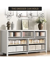 homfan 5 Drawer Dresser for Bedroom, 45'' Tall Dresser, Chest of Drawers, Wooden Dressers with Clothes Storage Cabinet Bedroom