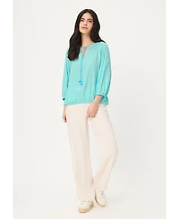 Olsen Women's Eyelet Embroidered Tunic Blouse