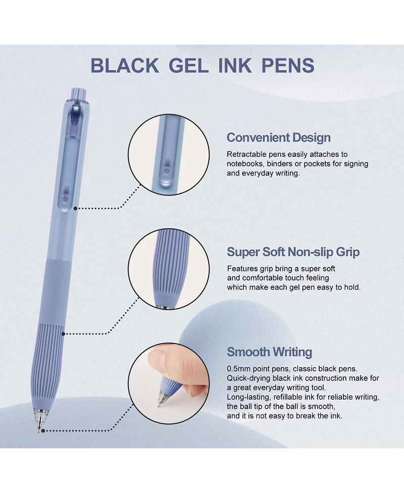 Gnuadz Gel Pens Retractable Ink 0.5mm Fine Point Office