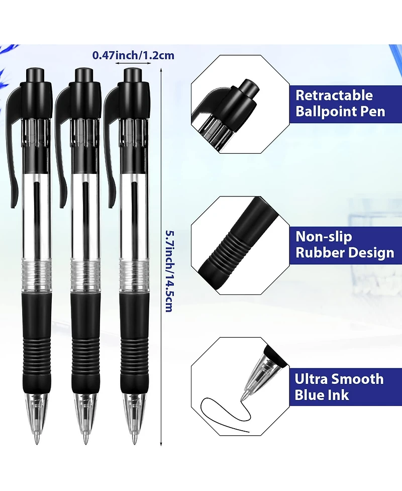 Gnuadz Retractable Ballpoint Pen Medium Point Click Grip 200 Pack
