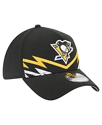 New Era Men's Black Pittsburgh Penguins 39THIRTY A-Frame Perforated Flex Hat