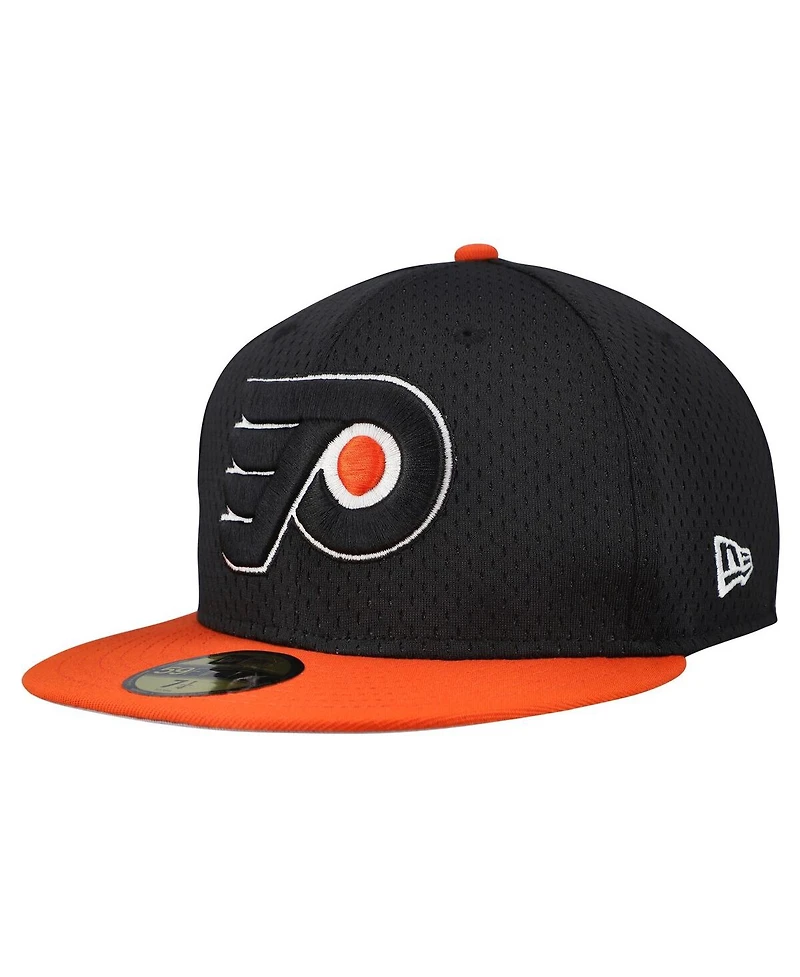 New Era Men's Black/Orange Philadelphia Flyers Mesh Crown Two-Tone 59FIFTY Fitted Hat