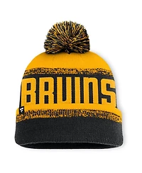 Fanatics Men's Black/Gold Boston Bruins Fundamentals Thrive Cuffed Pom with Knit Hat