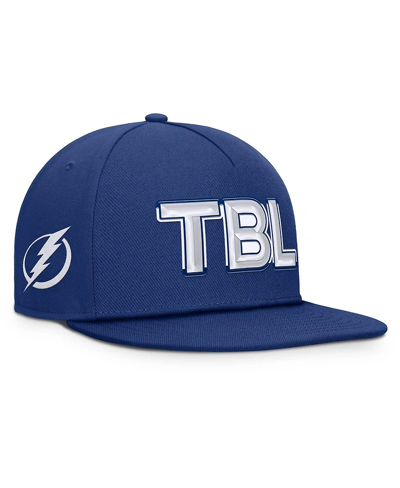 Fanatics Men's Blue Tampa Bay Lightning Authentic Pro Rink Team Code Snapback Hat