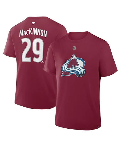 Fanatics Men's Nathan MacKinnon Burgundy Colorado Avalanche Authentic Stack Name & Number T-Shirt