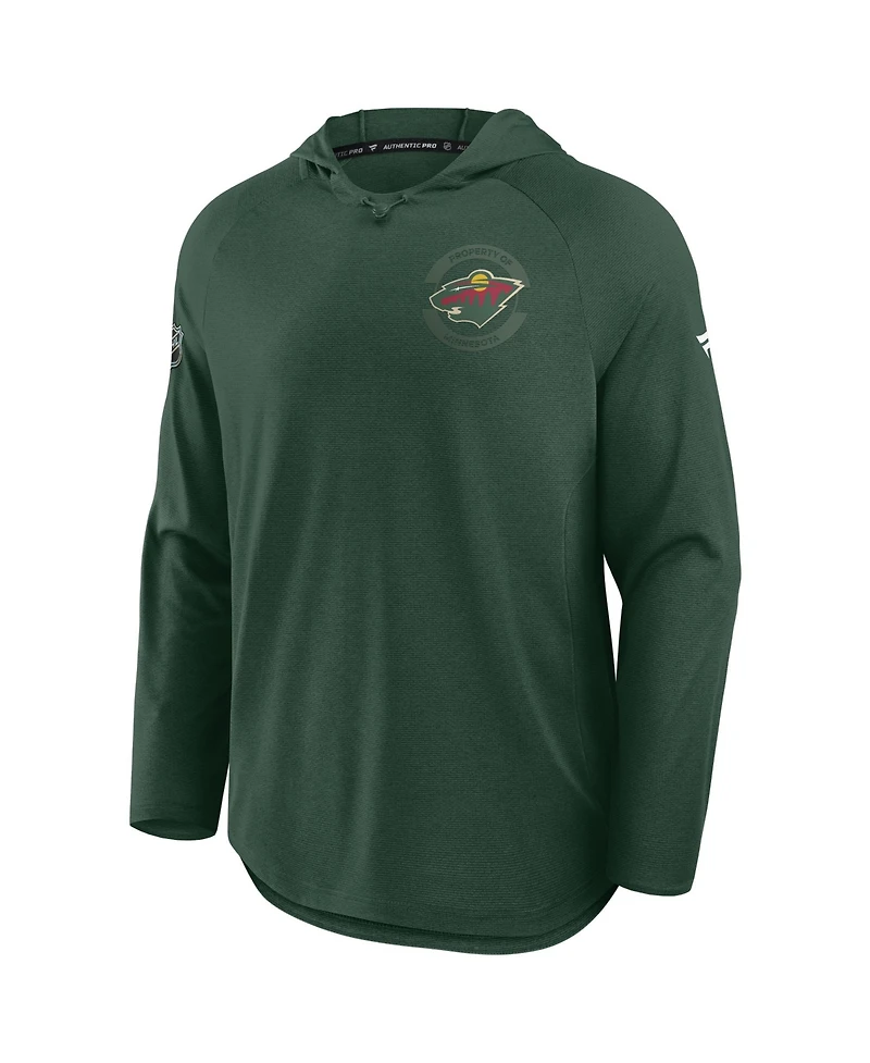 Fanatics Men's Green Minnesota Wild Authentic Pro Rink Raglan Hoodie