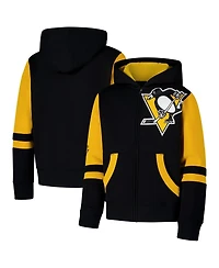 Outerstuff Big Boys and Girls Black Pittsburgh Penguins Face Off Full-Zip Hoodie