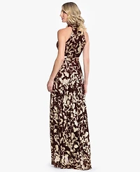 Betsy & Adam Petite Sleeveless Halter Neck Gown