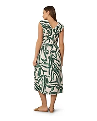 Cable & Gauge Women's Shirred Printed Midi Dress