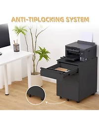 gaomon Filing Cabinets for Home Office Organizer, 3 Drawer Mobile File Cabinet with Lock and Anti-Tip Wheel,Under Desk Metal
